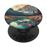 Rocky Mountain Lake Vintage Paysage graphique PopSockets PopGrip Adhésif