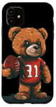 Coque pour iPhone 11 Costume d'ours en peluche de football américain pour garçons et filles