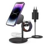 Station de Charge 3 en 1 Apple Watch et iPhone, Station de Charge inductive Compatible avec iPhone iPhone 14 13 12, Apple Watch Ultra/8/7/6/5/4/3/2/SE, Chargeur sans Fil, Chargeur sans Fil, AirPods