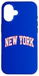 Coque pour iPhone 16 Retro New York Hommes NY Bleu Orange Femmes Vintage NY Blanc Tee