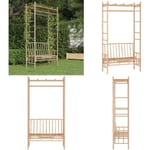 Banc de jardin avec pergola 116 cm Bambou - banc de jardin avec pergola - bancs de jardin avec pergolas - Home & Living - Brun