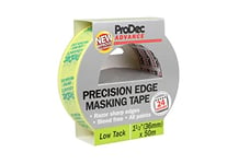 ProDec Advance 36mm (1.5 inch) x 50m Low Tack Precision Edge Multi Surface Painters Masking Tape for Razor Sharp Lines with No Paint Bleed For Indoor Painting and Decorating Compatible with All Paints