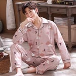 Homme Pyjama Set,Pyjamas En Coton Pur Confortable D’Automne Et D’Hiver Pour Des Vêtements Pour Hommes Costumes À La Maison À Manches Longues Vêtements De Nuit Masculins Pyjama Imprimé Pantalon