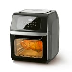 GOURMETmaxx Digital XXL Friteuse à air chaud 12 litres | 10 programmes, accessoires lavables au lave-vaisselle, grande fenêtre de visualisation | Accents en acier inoxydable [1 800 watts/noir]