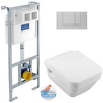 Pack wc Bâti-support avec Cuvette Architectura rimless + Abattant softclose + Plaque chrome - Villeroy&boch