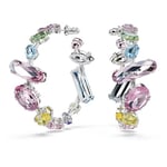 Swarovski Anneaux d'oreilles Gema, paire de boucles d'oreilles Swarovski plaquées rhodium, multicolores