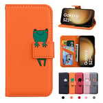 Rostsant Coque Samsung Galaxy S23+ Housse en Cuir Portefeuille Samsung S23 Plus 5G Magnétique Etui de Protection pour Samsung Galaxy S23+ 5G - Orange Grenouille