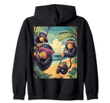 Funny Monkey Tropical Beach Summer Vacation Zip Hoodie