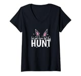 Womens I'm just here for the Hunt Easter Easter Eggs V-Neck T-Shirt