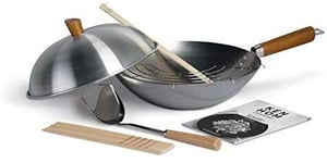 KH331103 Carbon Steel Seasoning Wok Set 31 Cm Classic Non Induction Natural Pat