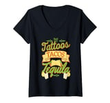 Womens Tattoos Tacos Tequila Tex-Mex Tattooer V-Neck T-Shirt