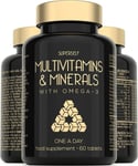 Multi Vitamins and Minerals + Omega 3 - 60 Multivitamin Tablets for Men & Women