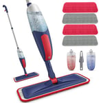 Microfibre Spray Mops for Cleaning Floors - BPAWA Hard Floor Mop with Spray Flat Dry Wet Mop for Laminate Wooden Tile Wood Vinyl Flooring, Dust Mop with 2x 550ML Bottles and 4x Reusable Washable Pads