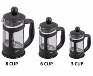 Serving Cafetiere Coffee Maker Mixer Plunger Press Glass Pitcher 3 / 6 / 8 Cup