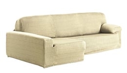 Eysa Aquiles Élastique Chaise Longue Gauche, Vue frontale, Polyester Coton, Écru, 43x37x14 cm