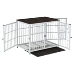 Bingo Paw - Cage Chien Interieur Grande Taille Caisse pour Grand Chien Maison Meuble Cages Chiens en Bois avec 3 Porte - l Blanc 92x75x64cm