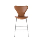 Fritz Hansen - 3187 Sjuan - Helklädd, Läder, Grace Walnut - Barstolar - Arne Jacobsen - Brun - Läder/Metall/Trä