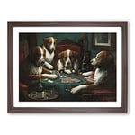 Dogs Playing Poker By Cassius Marcellus Coolidge Classic Painting Framed Wall Art Print, Ready to Hang Picture for Living Room Bedroom Home Office Décor, Walnut A3 (46 x 34 cm)