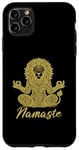 Coque pour iPhone 11 Pro Max Namaste Lion avec mandala amusant pour le yoga et la méditation