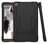 Étui de Protection Hybride Rigide en Silicone pour Tablette Samsung Tab S5E T720/T725 (2019) avec béquille (Noir + Noir)