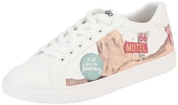 DOGO Homme Cuir Vegan Blanc Baskets - Route 66 Motif-42