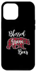 Coque pour iPhone 15 Plus Blessed Grana Bear Plaid écossais rouge Cadeau amusant pour grand-mère