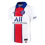 Nike PSG Y NK BRT STAD JSY SS AW T-Shirt Mixte Enfant, White/(Old Royal) (Full Sponsor), FR : S (Taille Fabricant : S)