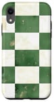 Coque pour iPhone XR Vert Classique Tropical Carreaux Vert Sauge Blanc Vintage