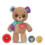 Thready Bear Interactive 14" Plush Teddy Bear Make A Wish & Bear Comes To Life Magical Expressive Button Eyes - Happy, Sad, Winks & Blinks 70+ Expressions & Reactions Batteries Included. For Kids