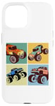 Coque pour iPhone 15 I Love Monster Trucks Four 4 Monster Truck Party Style bande dessinée