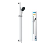GROHE Vitalio Start 110 - Shower Set (Round 11 cm Hand Shower 3 Spray: Rain, Jet and Massage, Anti-Limescale System, Shower Hose 1.75 m, Rail 90 cm), Easy to Fit with GROHE QuickGlue, Chrome, 26956001