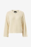 pieces - Tröja pcJesca LS V-neck Knit - Beige