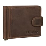 STILORD 'Lino' Portefeuille Homme avec Pince à Billets Cuir Pochette RFID Porte-Monnaie avec Protection NFC Étui Bourse Porte Carte de Crédit en Cuir Véritable, Couleur:Marron Moyen