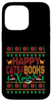 iPhone 14 Pro Max Happy Books & Cats Xmas Fair Isle Ugly Style Christmas Case