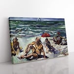 The Beaches Of Forte Del Marmi By Lovis Corinth Classic Painting Canvas Wall Art Print Ready to Hang, Framed Picture for Living Room Bedroom Home Office Décor, 50x35 cm (20x14 Inch)