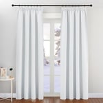 PONY DANCE Rideau Salon - Rideaux Thermiques Isolants Anti Froid Occultant Galon Fronceur pour Chambre Fille Garçons, Porte Fenêtre sans Percage, Gris Blanc, L 140 sur H 220 cm, 2 Panneaux