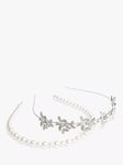 Bloom & Bay Cherry Pearl & Crystal Headband Set, Silver/White