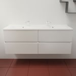 Meuble double vasque tout inox 140 cm rosinox- Blanc- Plan vasque en - Blanc mat