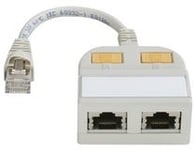 Telegärtner T-Adaptor S Cat.5E, 2Xtr Light Grey Ral 7035, 0,15 M, Rj-45, 2 X Rj-45