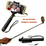 New Easy Wired Monopod Selfie Stick Telescopic for iPhone/Samsung/HTC/Sony Black