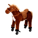 Kids Toy Rocking Horse Wood Plush Animal Wooden Riding Walking Wheel-Horse