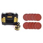 DEWALT Ponceuse Excentrique XR 18V 125mm Brushless - Appareil Électrique Sans Fil & Disque de Ponçage 100pcs SPTA Disques Abrasifs 40/80/120/180/320/600/800/1000/1500/2000 Grain Taille de 125mm