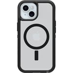 OtterBox iPhone 15, iPhone 14, and iPhone 13 Defender Series XT Clear Case - DARK SIDE (Black/Clear), screenless, rugged, snaps to MagSafe, lanyard attachment