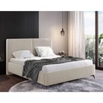 Casilda - lit coffre - 140x200 - sommier inclus - en velours - beige