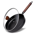 Yngleddy Frying Pan, 26CM Non Stick Frying Pan Skillet with Lid No Chemical Coated, All Stove Induction Compatible