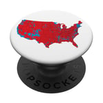 Red Wave Carte des États-Unis dans l'élection présidentielle de 2024 PopSockets PopGrip Adhésif