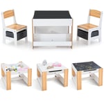 Baby Vivo Children's Activity Table 2 Chairs Wooden Furniture Set Kids Seat Play