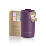 LARS NYSØM Thermo Coffee Mug-to-go 380ml | Tasse de voyage 0.38 litre avec isolation | Tasse thermique étanche en acier inoxydable pour le café et le thé (Deep Purple, 380ml)