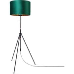 Suspension Lampadaire Trépied Salon Abat-Jour Velours Monochrome E27 Vert Or (Ø45,5 cm), Lampadaire - Type 2 - Noir - Paco Home