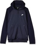 Nike Men Nsw Tch Flc Hoodie Fz Sweatshirt - Obsidian Heather/Obsidian/White, Medium